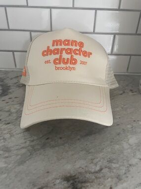Mane Character Club Brooklyn Trucker Hat - Cream with Orange Embroidery Amika